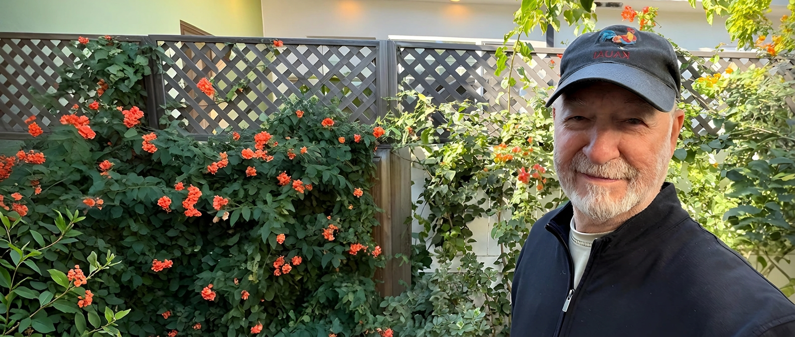 Marc Pariser in a garden in Los Angeles